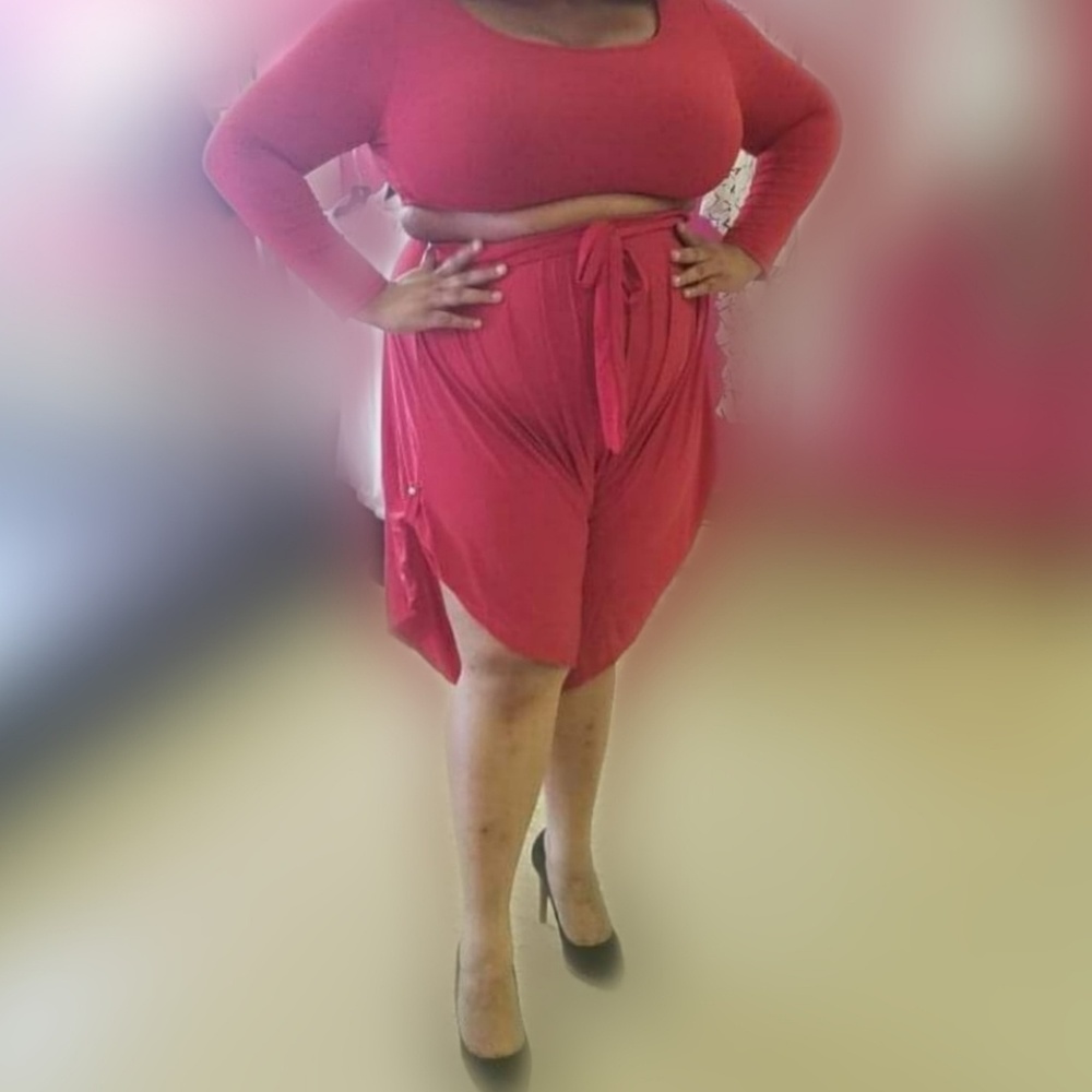 Red Crop top and Shorts set